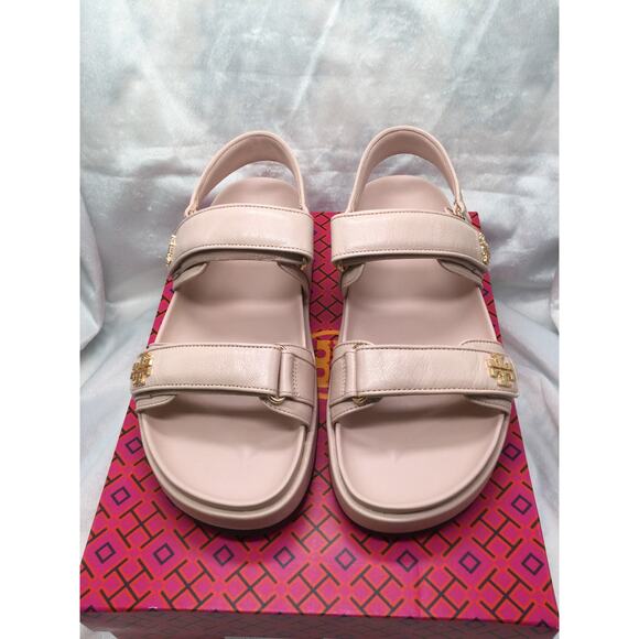 Tory Burch Kira Sport Goat Leather Sandal Shell Pink 9 NIB - Picture 2 of 10